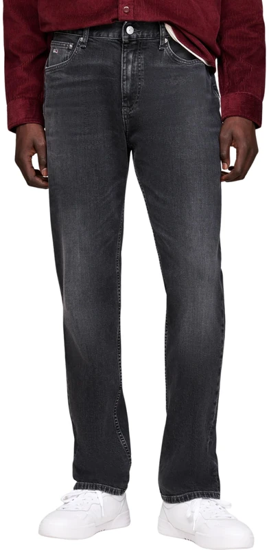 Tommy Jeans Men’s Ryan Straight Regular Fit Jeans, Black (Denim Black), 31W/36L - Image 1
