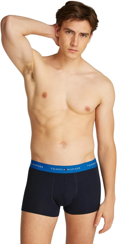 Tommy Hilfiger Men’s 7 Pack Stretch Cotton Trunks, Multicolor (White/Vib Indigo/Dark Mag/Des Sky), S