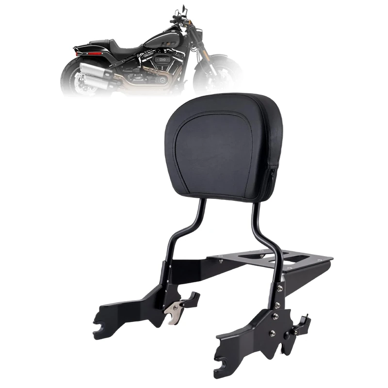 Kinglemc Holdfast Sissy Bar Passenger Backrest for Harley Davidson Fat Bob 114 FXFB and FXFBS Models 2018-2023 (Matte Black)