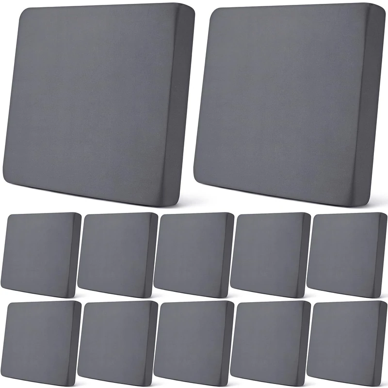 Newwiee 12 Pcs Patio Outdoor Cushion Covers Replacement Waterproof Stretch Sofa Couch Cushion Covers Washable Individual Couch Slipcovers Set Furniture Protector for Pets(20-27 Inch,Dark Gray)