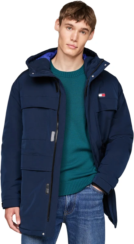 Tommy Jeans Mens Tjm Tech Canvas Parka Dm0dm20005 Other Coats, Blue (Dark Night Navy), XS UK