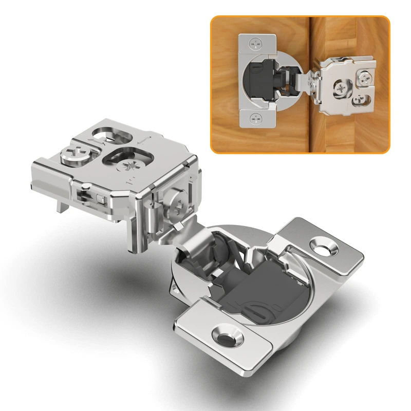 Chibery 60 Pack 1" Overlay 4D Soft Close Concealed Hinges for Face Frame Door, Adjustable Closing Speed, Self Close Satin Nickel, 105° Open Angle Concealed Stainless Steel Hinges for Cabinet
