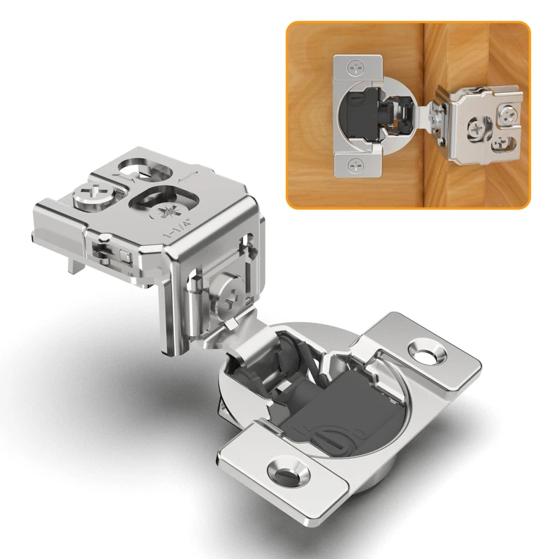 Chibery 60 Pack 1-1/4" Overlay 4D Soft Close Concealed Hinges for Face Frame Door, Adjustable Closing Speed, Self Close Satin Nickel, 105° Open Angle Concealed Stainless Steel Hinges for Cabinet