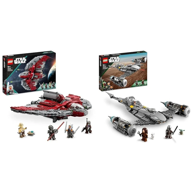 LEGO 75362 Star Wars Ahsoka Tano's T-6 Jedi Shuttle Set, Buildable Toy Starship with 4 Minifigures & 75325 Star Wars The Mandalorian's N-1 Starfighter Building Toy, The Book of Boba Fett