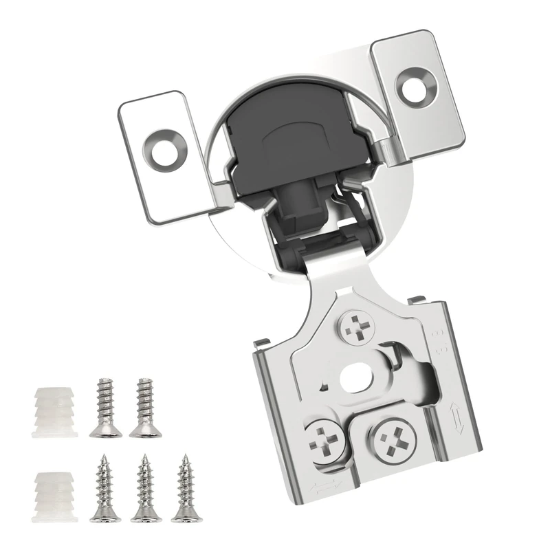 Chibery 60 Pack 3/8" Overlay 3D Soft Close Concealed Hinge for Face Frame Door, Self Closing Hidden Satin Nickel, 105° Open Angle Concealed Stainless Steel Hinges for Kitchen Cabinet Door