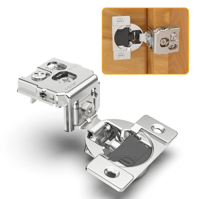Chibery 60 Pack 1-5/16" Overlay 4D Soft Close Concealed Hinges for Face Frame Door, Adjustable Closing Speed, Self Close Satin Nickel, 105° Open Angle Concealed Stainless Steel Hinges for Cabinet