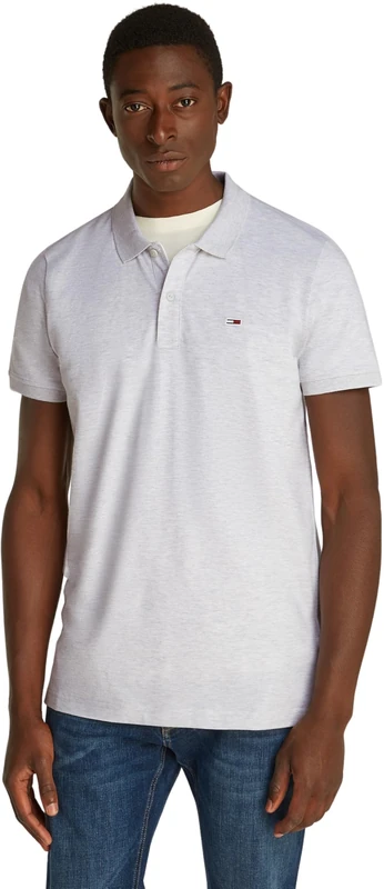 Tommy Jeans Men's Tjm Slim Placket Polo Ext Dm0dm18312 S/S Polos, Grey (Silver Grey Htr), M