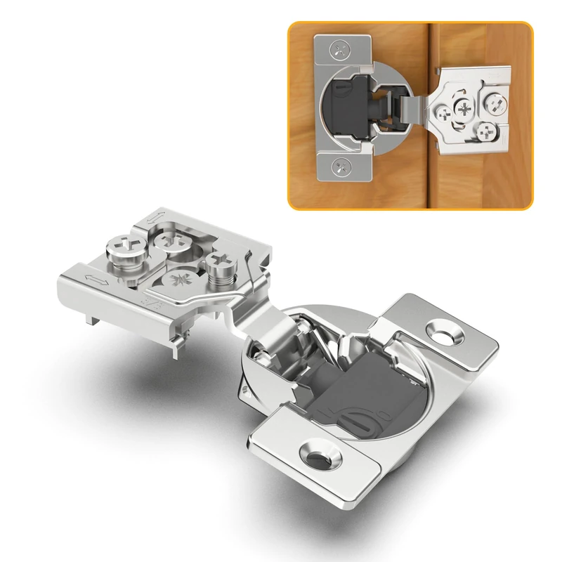 Chibery 50 Pack 5/8" Overlay 4D Soft Close Concealed Hinges for Face Frame Door, Adjustable Closing Speed, Self Close Satin Nickel, 105° Open Angle Concealed Stainless Steel Hinges for Cabinet