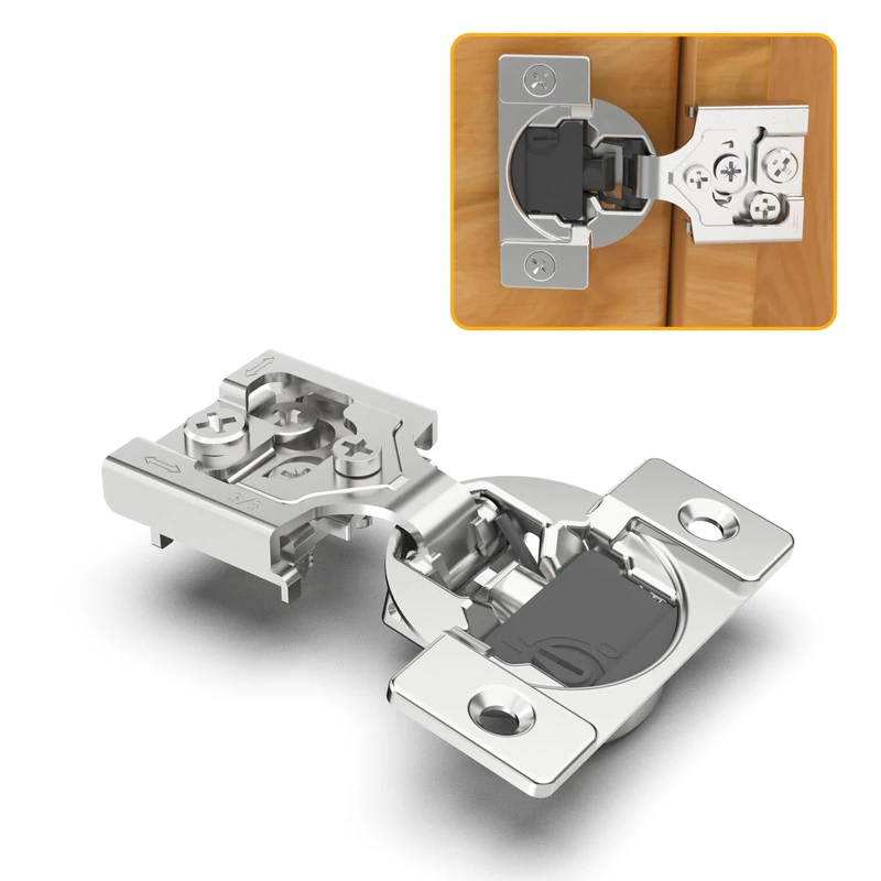 Chibery 60 Pack 3/8" Overlay 4D Soft Close Concealed Hinges for Face Frame Door, Adjustable Closing Speed, Self Close Satin Nickel, 105° Open Angle Concealed Stainless Steel Hinges for Cabinet