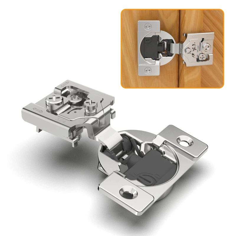 Chibery 60 Pack 3/4" Overlay 4D Soft Close Concealed Hinges for Face Frame Door, Adjustable Closing Speed, Self Close Satin Nickel, 105° Open Angle Concealed Stainless Steel Hinges for Cabinet