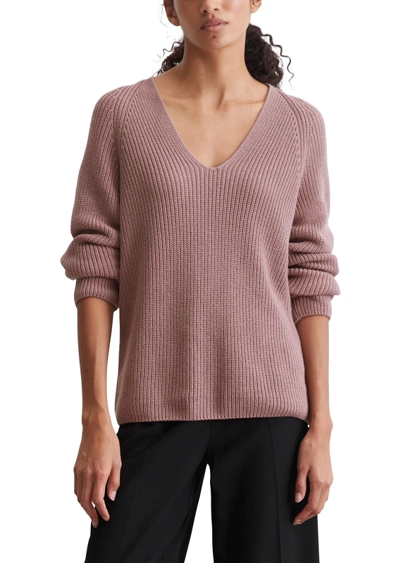 Marc O'Polo Women's Organic Cotton V-Neck Knitted Jumper, 614, XXS