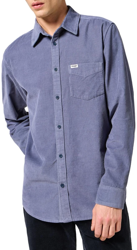 Wrangler Men's 1 x Corduroy Shirt, Grisaille, M