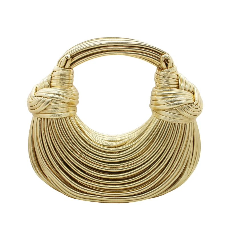 Tngan Women Woven Handbag PVC Leather Satchel Creative Noodles Style Fashion Crossbody Bag, Z-gold