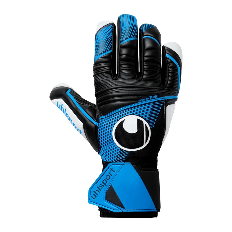uhlsport Soft HN Comp, Children and adults goalkeeper gloves, noir/bleu fluo/blanc, 7.5 -