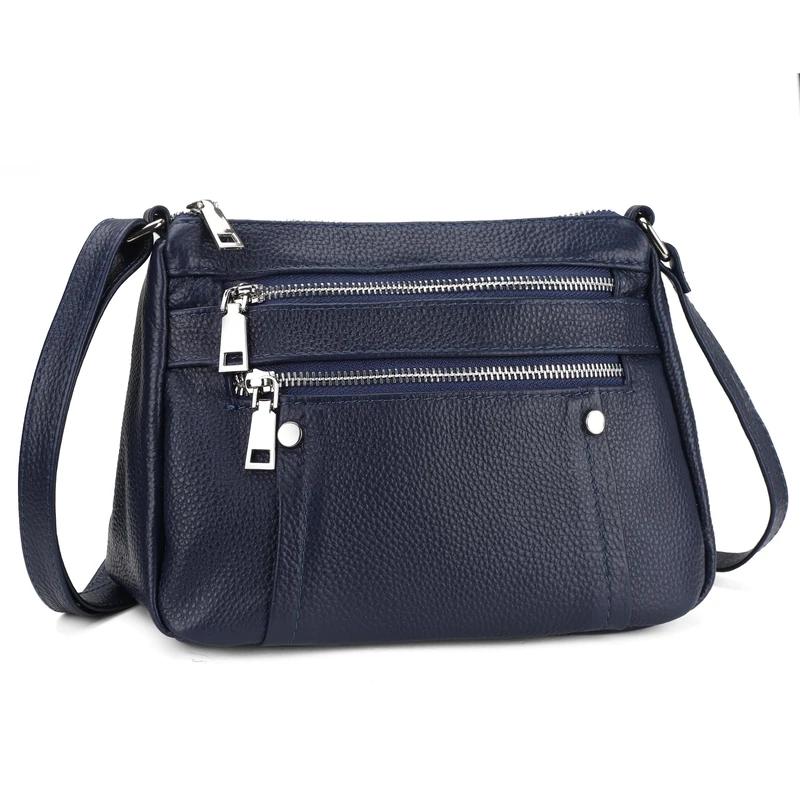 befen Navy Blue Crossbody Bag for Women Small Pocketbook Handbag for Girls Genuine Leather Over the Shoulder Bag for Women Travel