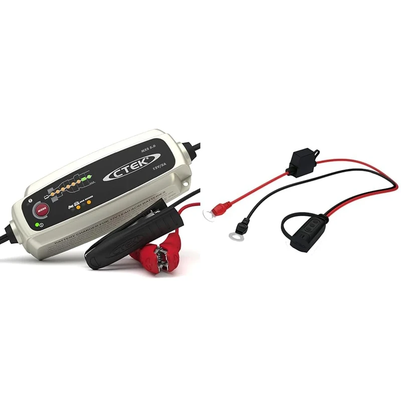 CTEK Battery Charger with Automatic Temperature Compensation, Black & 56-629 Indicator Eyelet M6: LED Indicator for Battery Charge Levels