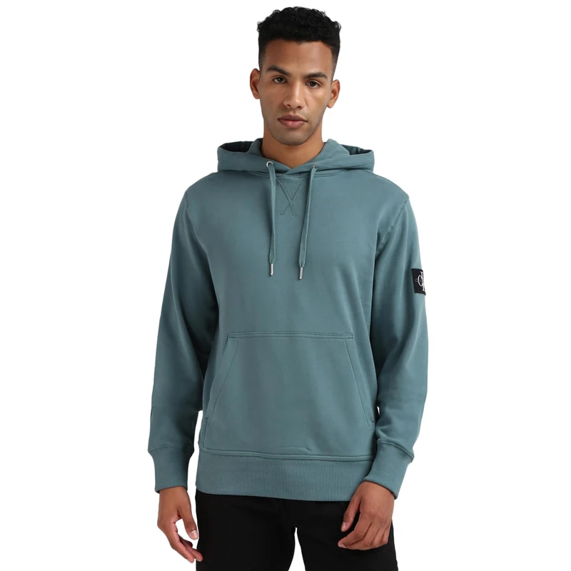 Calvin Klein Men's Badge Hoodie, Turquoise (North Atlantic), XS