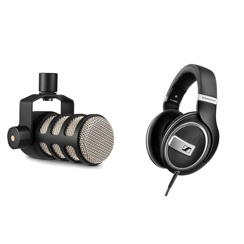 RØDE PodMic Broadcast-quality Dynamic Microphone with Integrated Swing Mount for Podcasting, Streaming, Gaming, and Voice Recording,Black,XLR & Sennheiser HD 599 Special Edition, Open Back Headphone