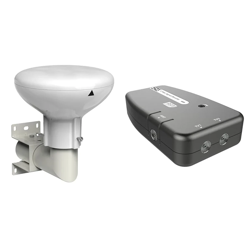 SLx 27895K4 Outdoor Aerial, Digidome For TV Digital Freeview HD 360° Omni Directional Amplified Antenna & TV Signal Booster Aerial Amplifier, 2 Way Signal Distribution Amplifier with Coax Connections