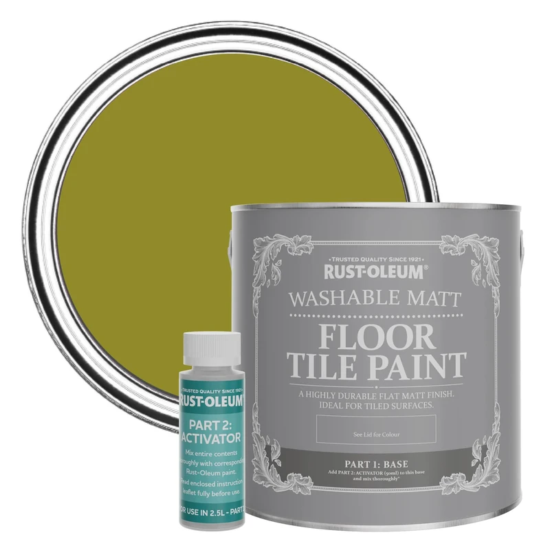 Rust-Oleum Green Washable Matt Floor Tile Paint, Matt Finish - Pickled Olive 2.5L