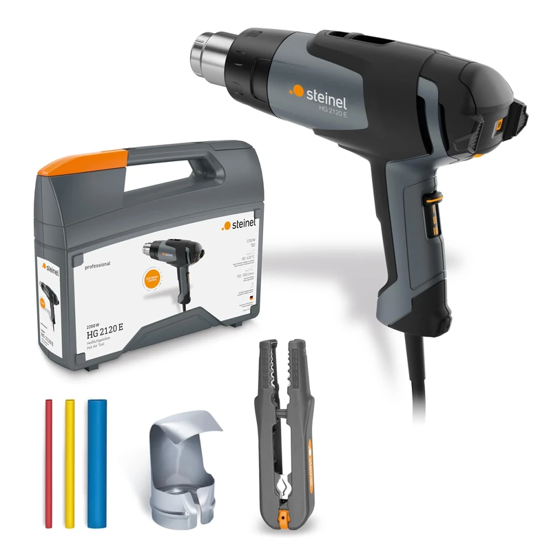 Steinel hot air Gun HG 2120 E Electrician Package, 2200 W, hot air Gun 80-680°C incl. Stripper, Nozzle, Shrink Hose - Image 1