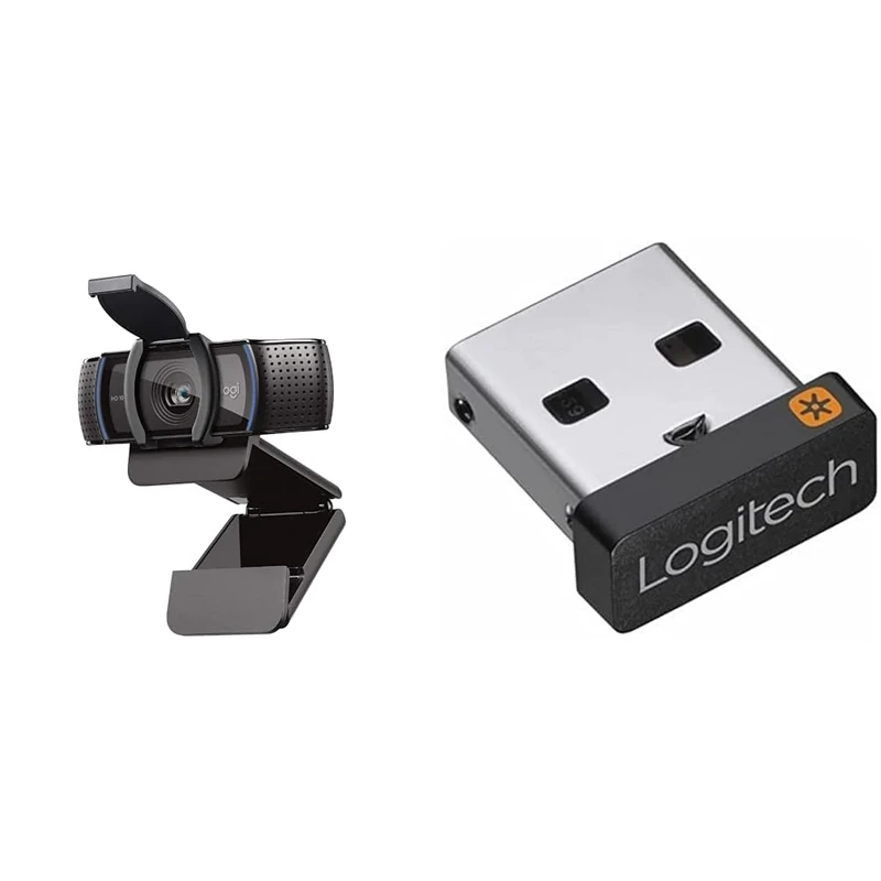 Logitech C920S HD Pro Webcam, Full 1080p HD Video Calling, Clear Stereo Audio, Light Correction, Privacy Shutter, Streaming, Compatible with Skype, Zoom, FaceTime & USB Receiver - Black