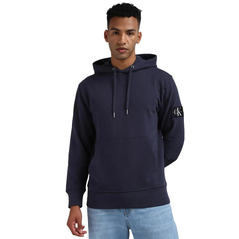 Calvin Klein Men's Badge Hoodie, Blue (Ink), XXS