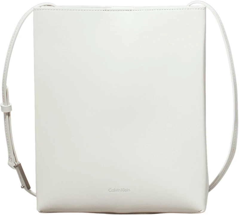 Calvin Klein Women’s Leather Crossbody Bag, White (Antique White), One Size