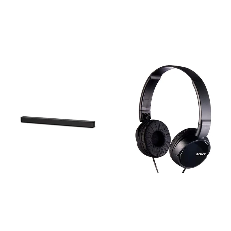 Sony HT-SF150 2ch Single Soundbar with Bluetooth and S-Force Front Surround - Black & MDR-ZX110 Overhead Headphones - Black, BASIC, Pack of 1