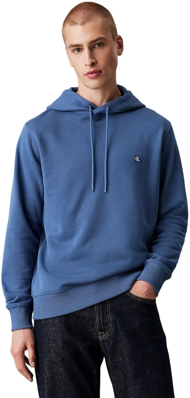 Calvin Klein Men’s Embroidered Badge Hoodie, Blue (Blue Coast), XS