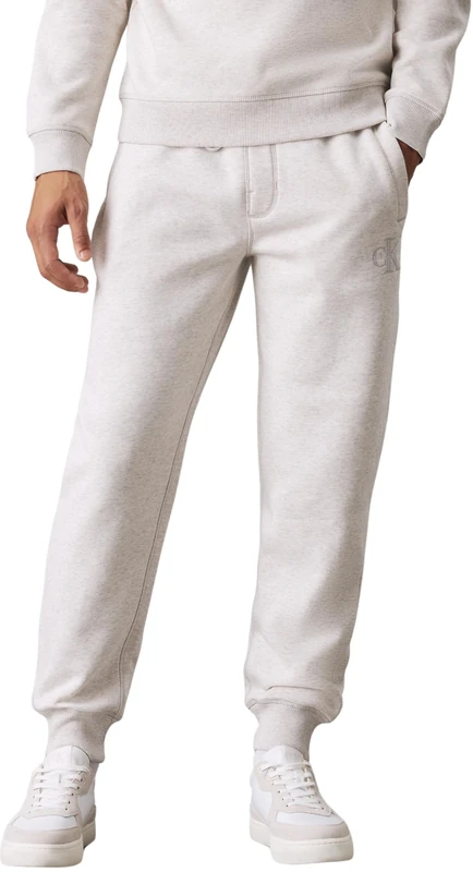 Calvin Klein Jeans Men's Long Joggers, Grey (Ivory Grey Heather), XXL
