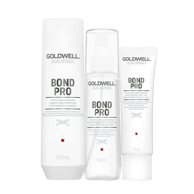 Goldwell Dualsenses Bond Pro, Fortifying Shampoo 250 ml, Repair & Structure Spray 150 ml and Day & Night Bond Booster 75ml, for Weak and Fragile Hair