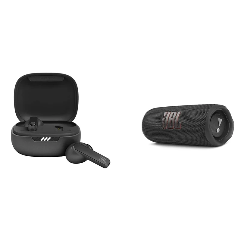 JBL Live Pro 2 TWS Earphones, Noise Cancelling Bluetooth Earphones with 40 hours of Battery Life & Flip 6 Portable Bluetooth Speaker with 2-way speaker system and powerful Original Pro Sound