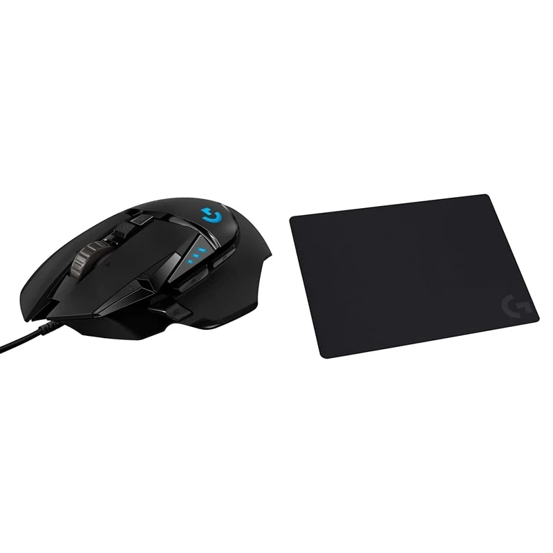 Logitech G G502 HERO & G240: High Performance Wired Gaming Mouse & Pad Bundle, HERO 25K Sensor, 25,600 DPI, RGB, Adjustable Weights, 11 Programmable Buttons, Black
