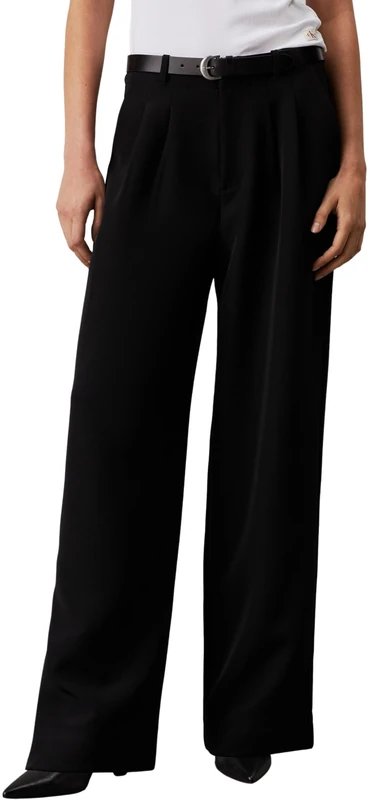 Calvin Klein Women’s Elegant Stretch Crepe Straight Trousers, Black (Ck Black), 29W