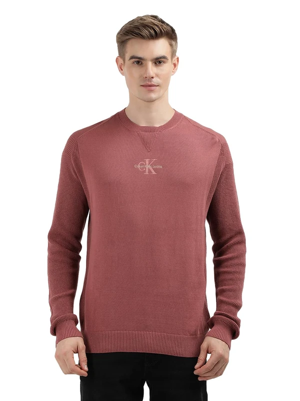 Calvin Klein Jeans Men's MONOLOGO Sweater J30J325671, Purple (Apple Butter), XXL