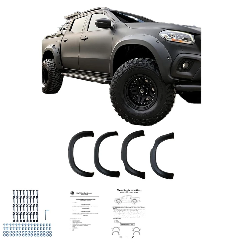 Oneway Set Fender Flares compatible with Mercedes X-Class W470 2017- - Matt black