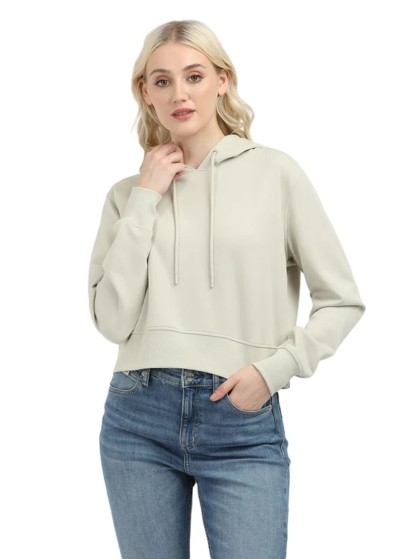 Calvin Klein Jeans Women's LOGO ELASTIC HOODIE J20J224691, Grey (Pelican), M - Image 1
