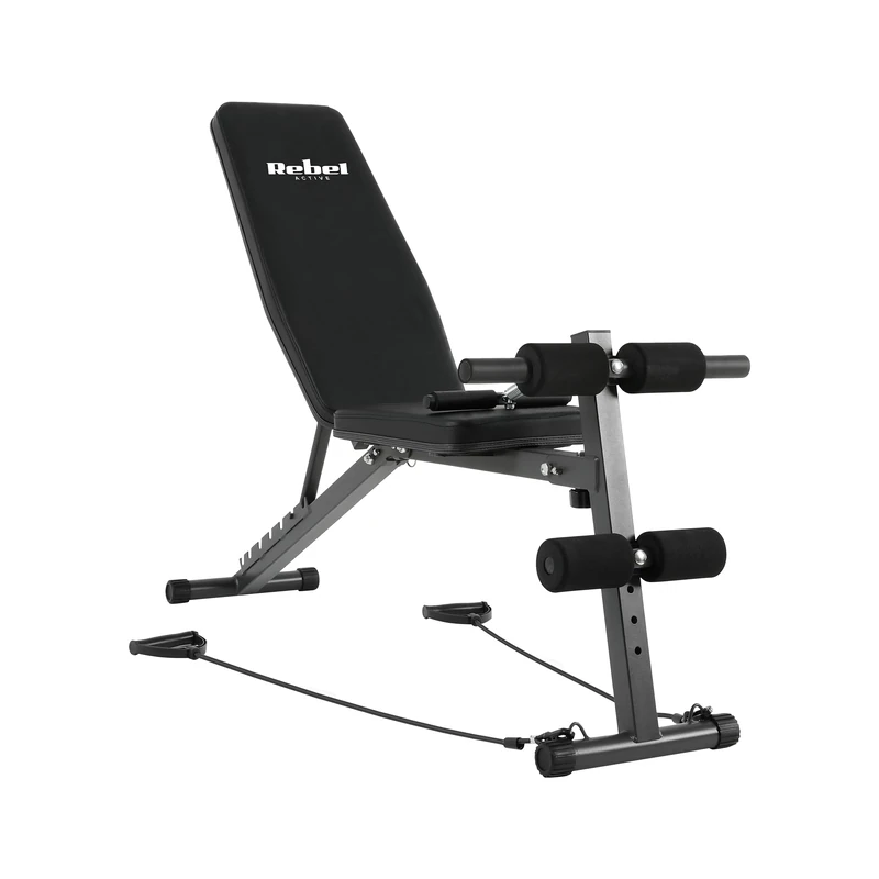 Rebel Active RBA-2003 Adjustable Slanted Training Bench with Leg Lock and Rubber Bands