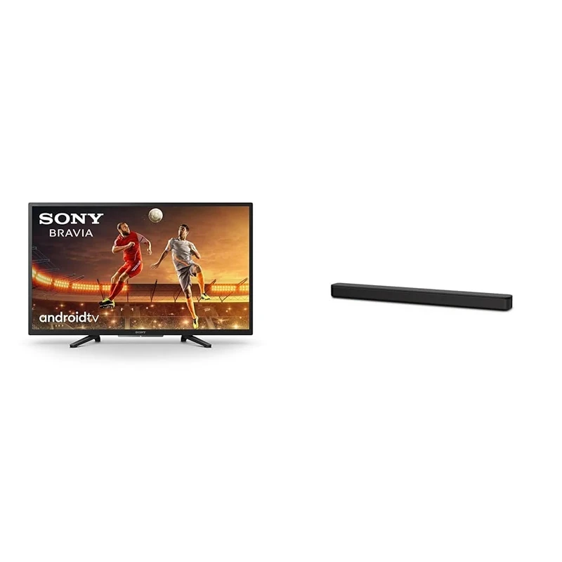 SONY BRAVIA KD-32W800-32-inch - HD Ready (HD) - High Dynamic Range (HDR) - Android TV - (Black) & HT-SF150 2ch Single Soundbar with Bluetooth and S-Force Front Surround - Black