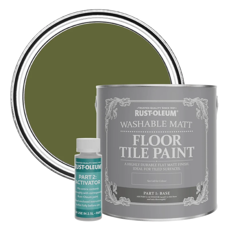 Rust-Oleum Green Washable Matt Floor Tile Paint, Matt Finish - Jasper 2.5L