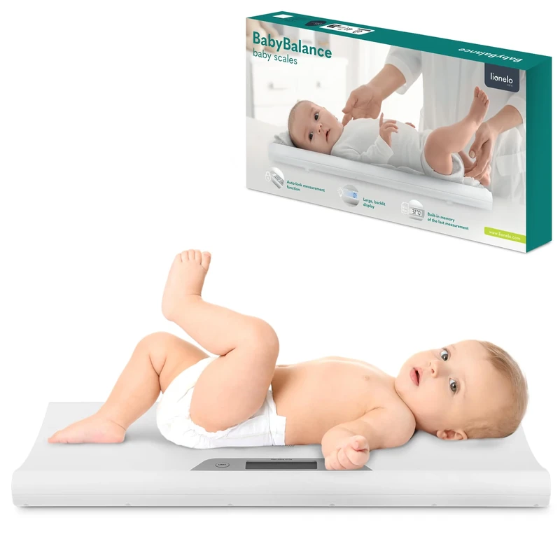 Lionelo BabyBalance Ultra-Precise: Smart Digital Infant Scale with Secure Hold, 25s Display Memory, Manual/Auto Lock, Energy-Efficient & Multi-Unit Conversion for Accurate, Safe Baby Weight Monitoring