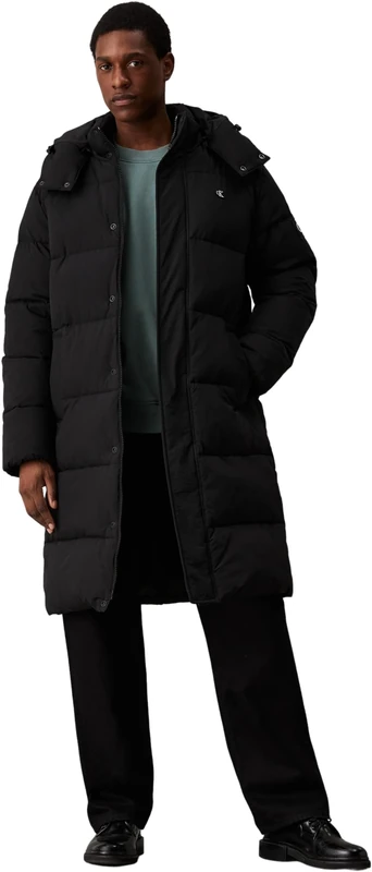 Calvin Klein Men’s Essentials Long Parka with Hood, Black (Ck Black), S