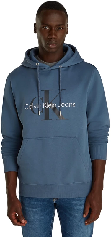 Calvin Klein Men's Seasonal Monologo Regular Hoodie, Blue (Blue Coast), XS