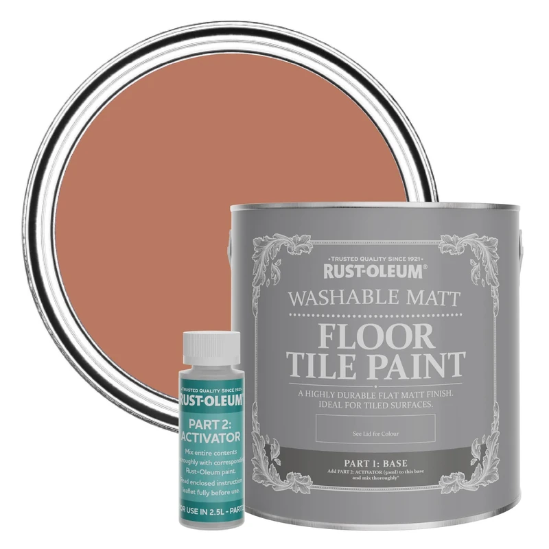 Rust-Oleum Red Washable Matt Floor Tile Paint, Matt Finish - Siena 2.5L