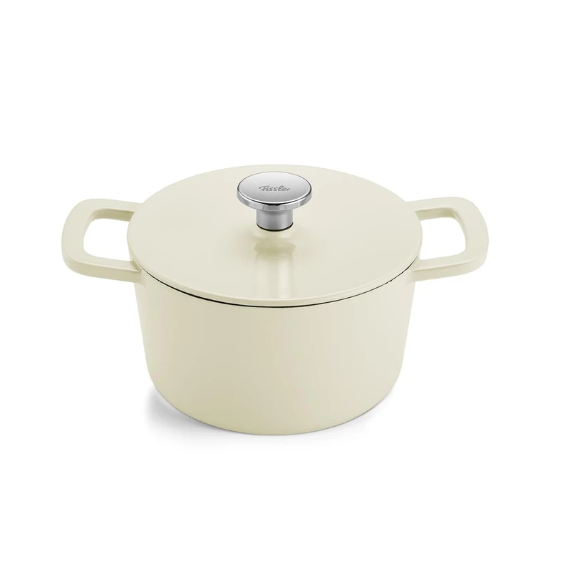 Fissler Moments Collection Round Cast Iron Roasting Dish Ivory White 20 cm