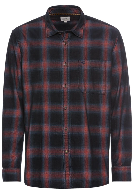 camel active Men's Herren Langarm Hemd aus Reiner Baumwolle Ziegelrot, Menswear-l Shirt, Brick red, L