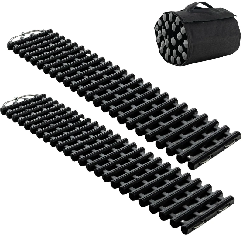 GiantexUK 2PCS Traction Mats, 23.5"/33.5"/39.5" Tire Recovery Track Pad Roll with Bag, Car Vehicle Tyre Off Road Escape Grip Boards Aid for Sand Mud Snow Ice Emergency (100 x 21 x 3cm)