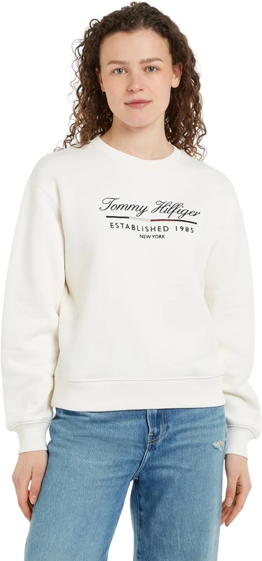 Tommy Hilfiger Women’s Round Neck Sweatshirt, Beige (Ancient White), M