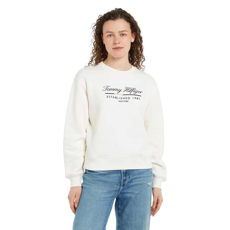 Tommy Hilfiger Women’s Round Neck Sweatshirt, Beige (Ancient White), XL - Image 1